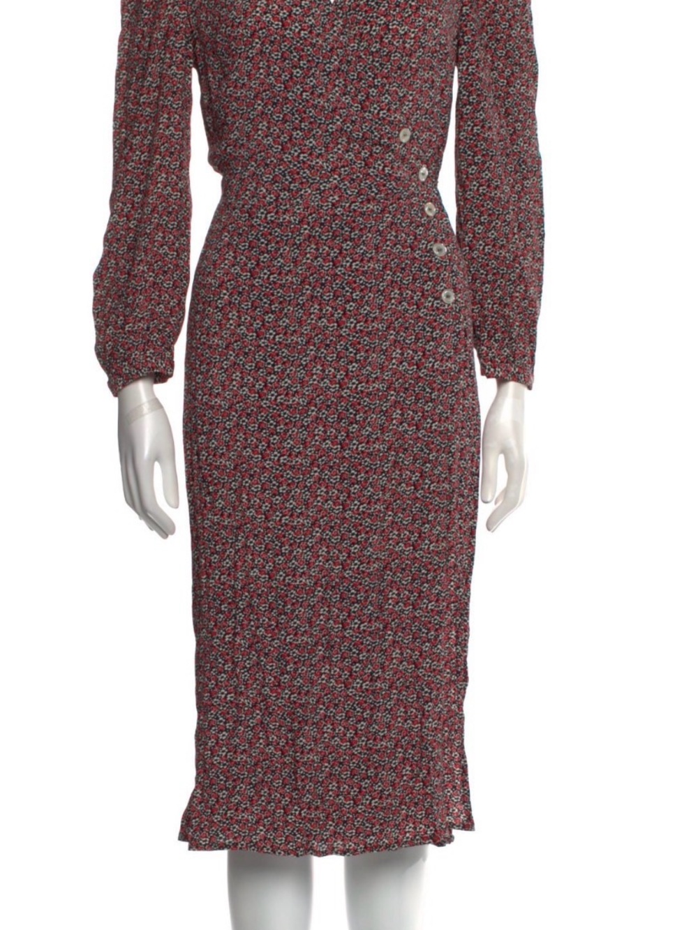 Rouje Red Floral Long-Sleeve Midi Dress